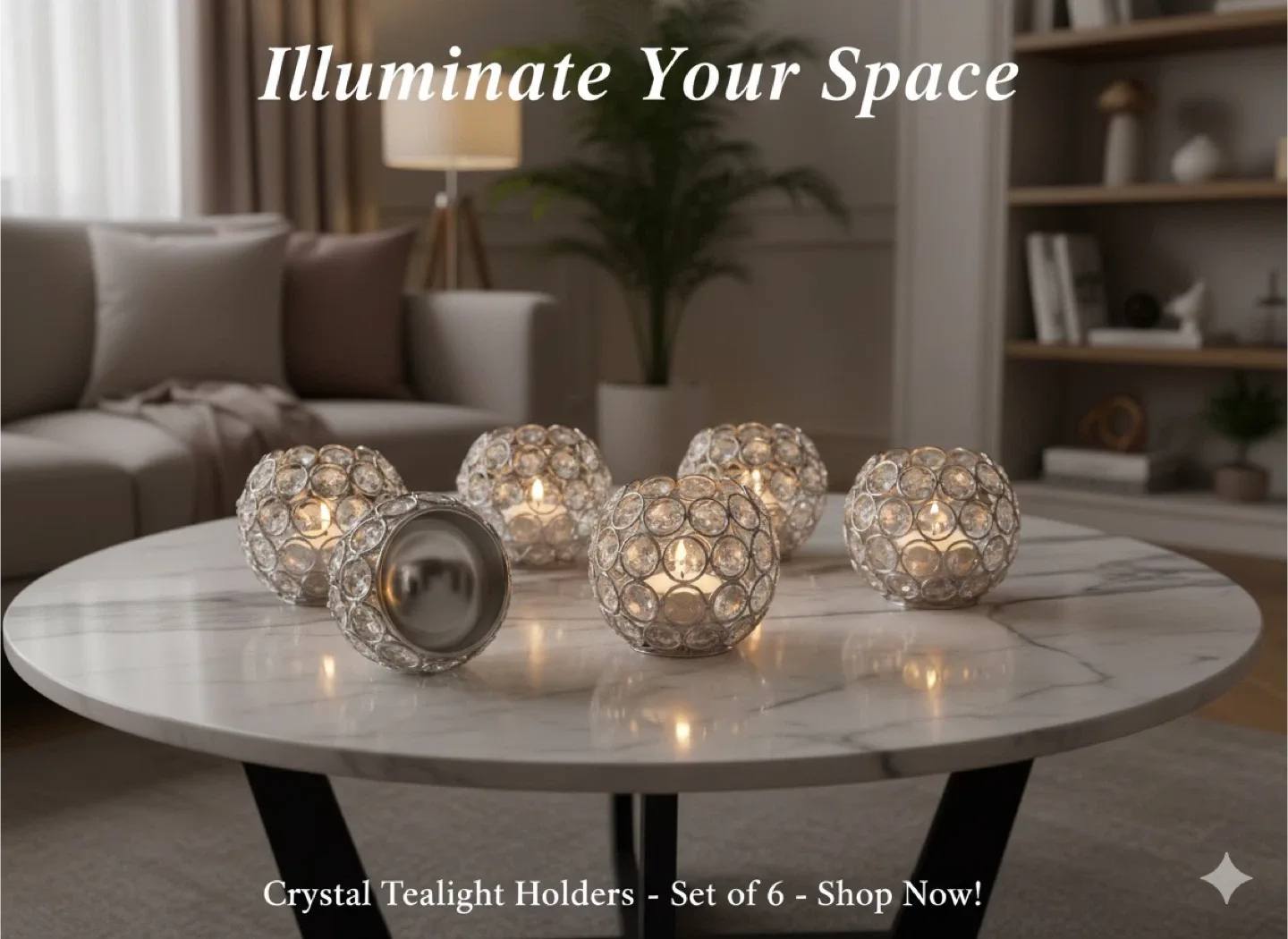 Crystal Tealight Holders - Set of 6