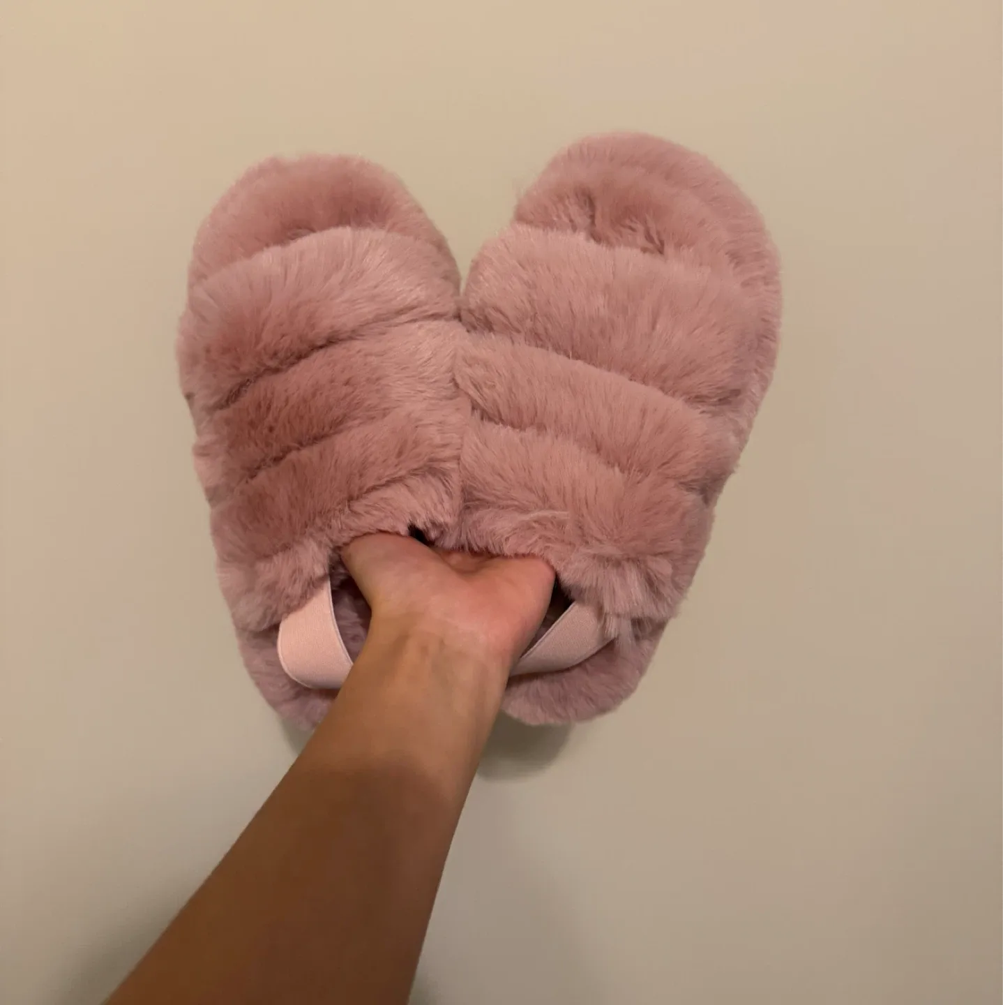 Pink fluffy slippers - size 35 & 36 is available - 15$ each