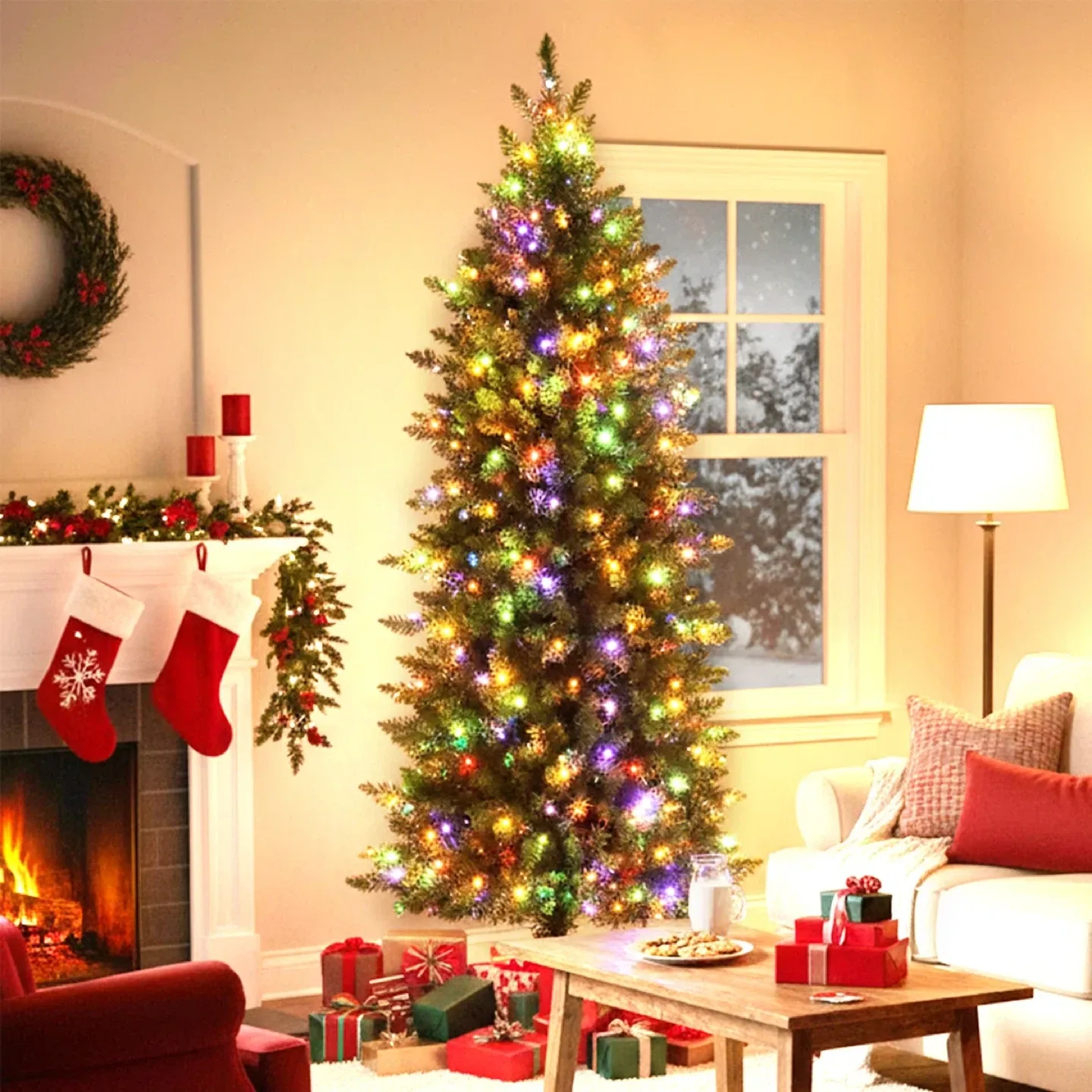 Brand New 6.5ft. Pre-lit w Remote Multicolour Pencil Tree