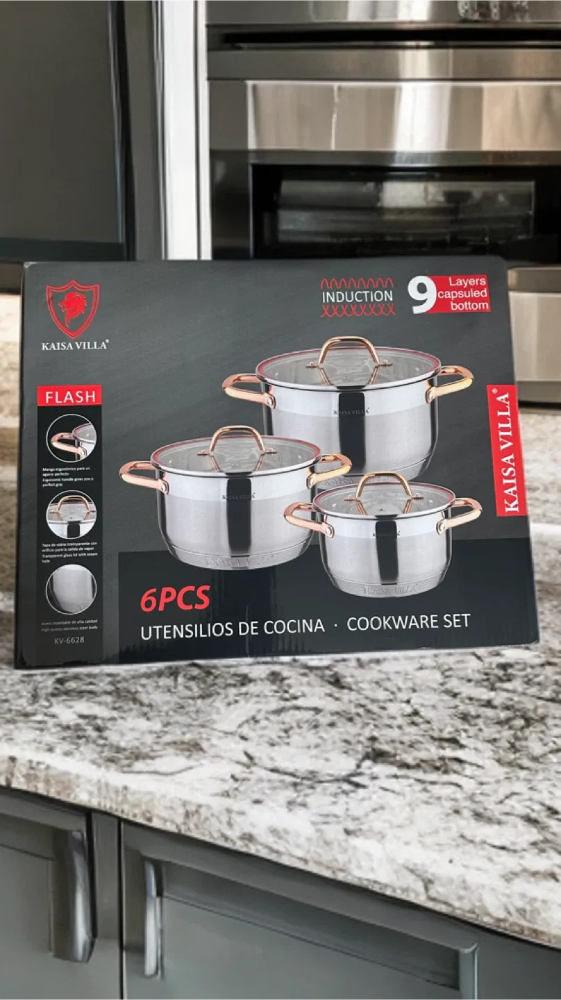 Kaisa Villa 6-Piece Stainless Steel Cookware Set - New