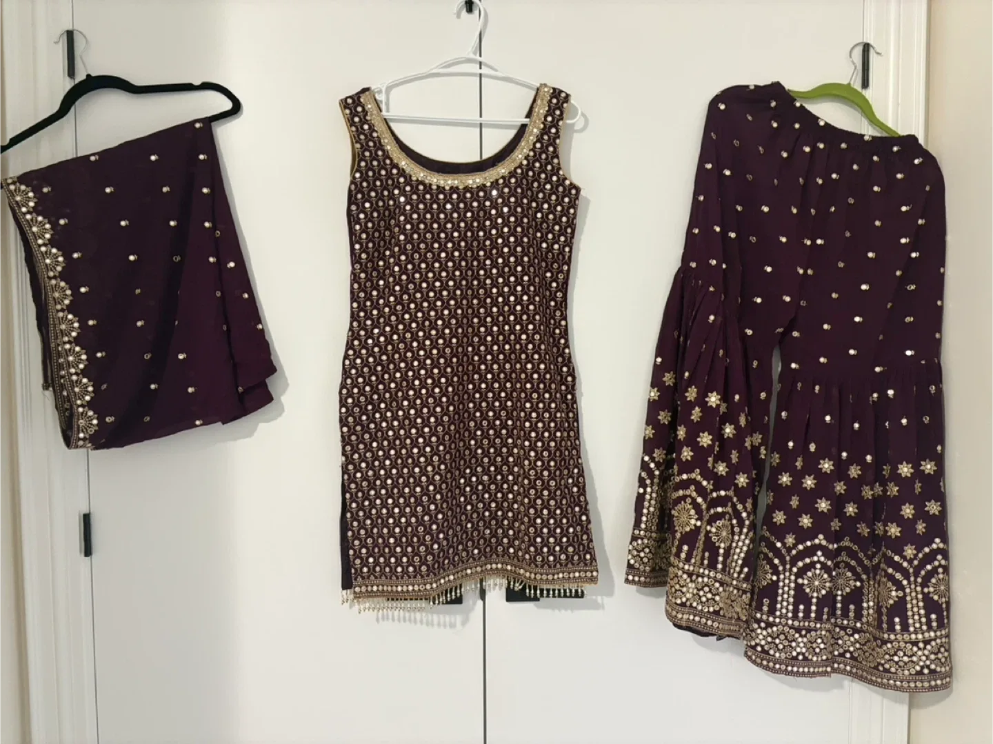 Indian Outfit (sharara style)- Majenta  & Gold