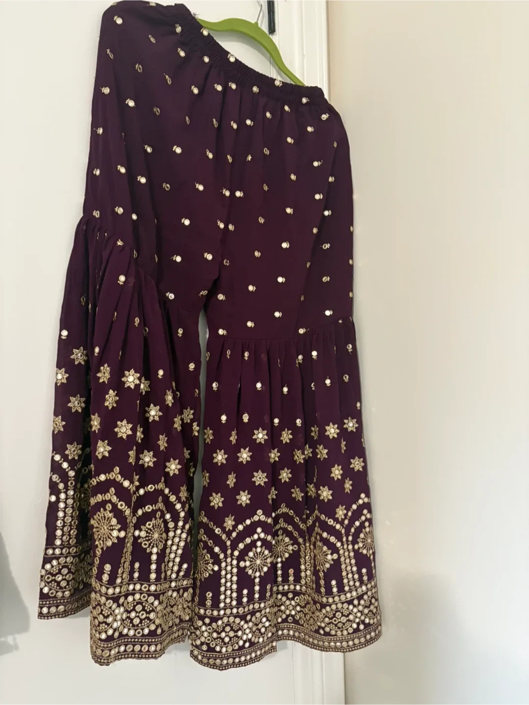 Indian Outfit (sharara style)- Majenta  & Gold image indicator(3)