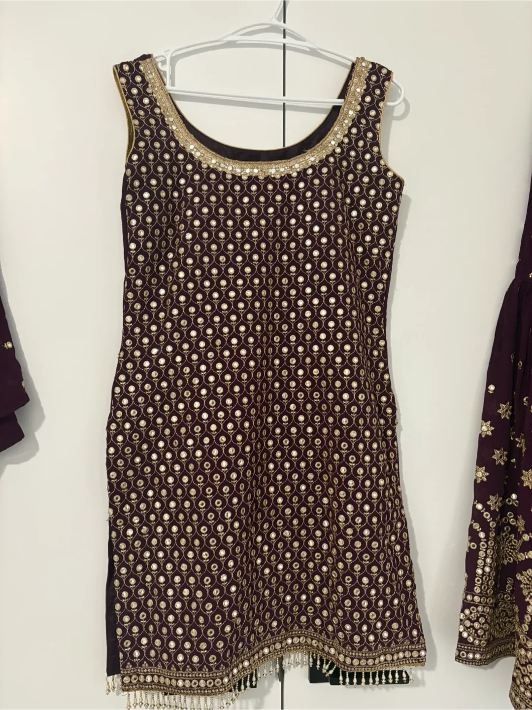 Indian Outfit (sharara style)- Majenta  & Gold image indicator(2)