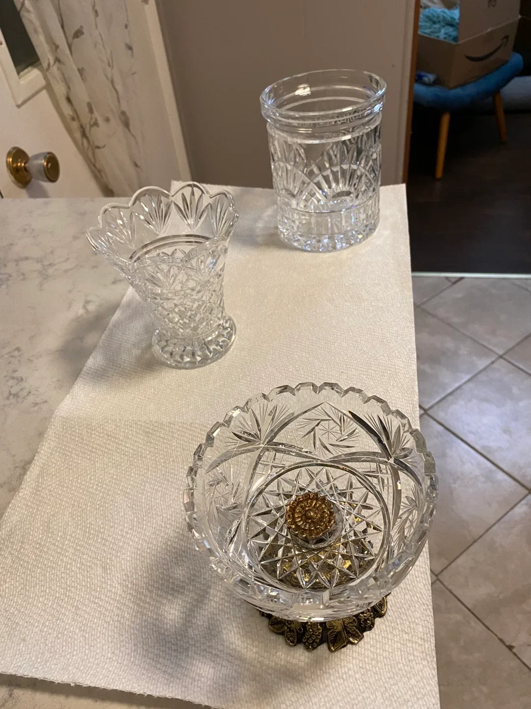 Crystal Glass Vase & Bowl Set