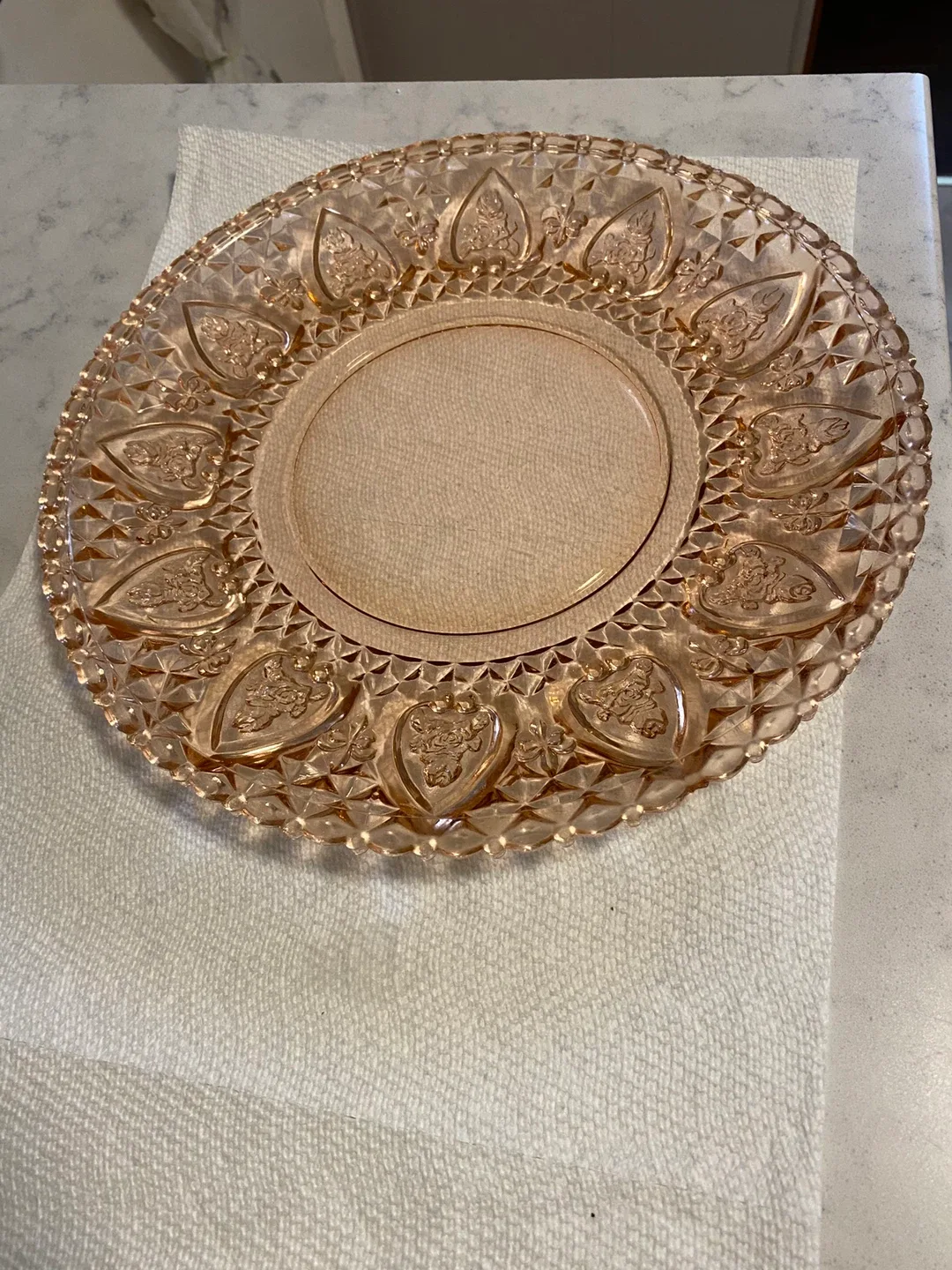 Vintage Pink Depression Glass Plate