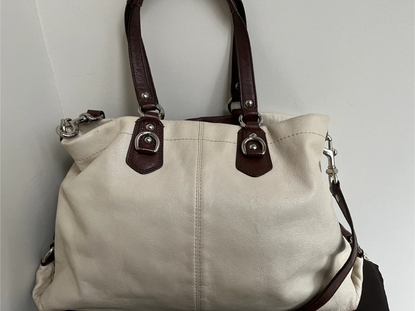 Coach Cream & Brown Leather Satchel image indicator(3)