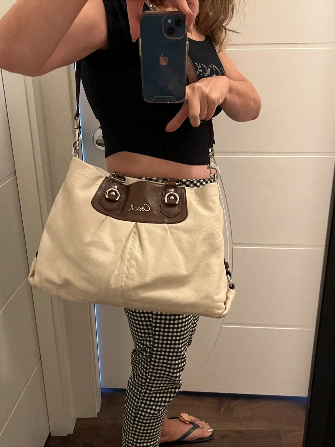 Coach Cream & Brown Leather Satchel image indicator(5)