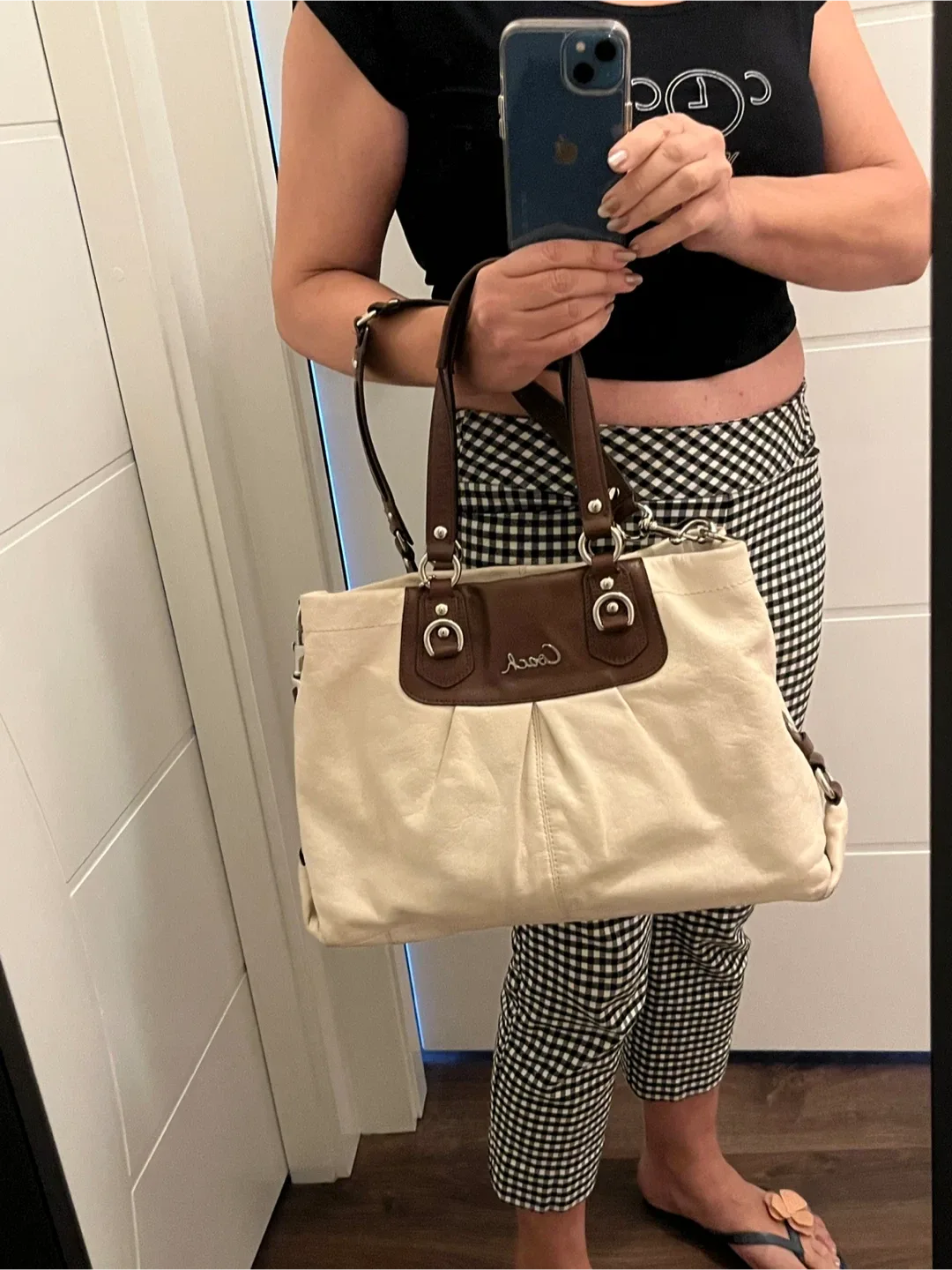 Coach Cream & Brown Leather Satchel image indicator(6)