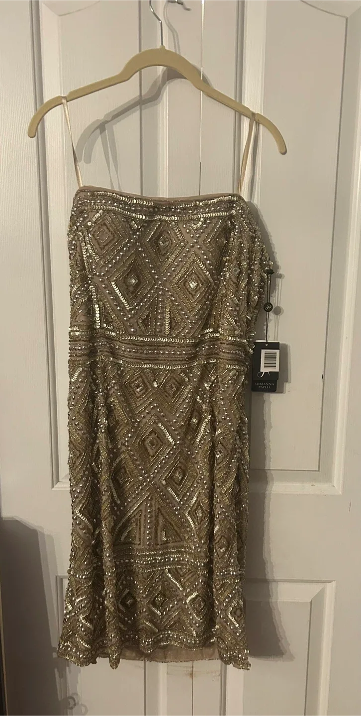 Adrianna Papell Strapless tribal dress image indicator(5)