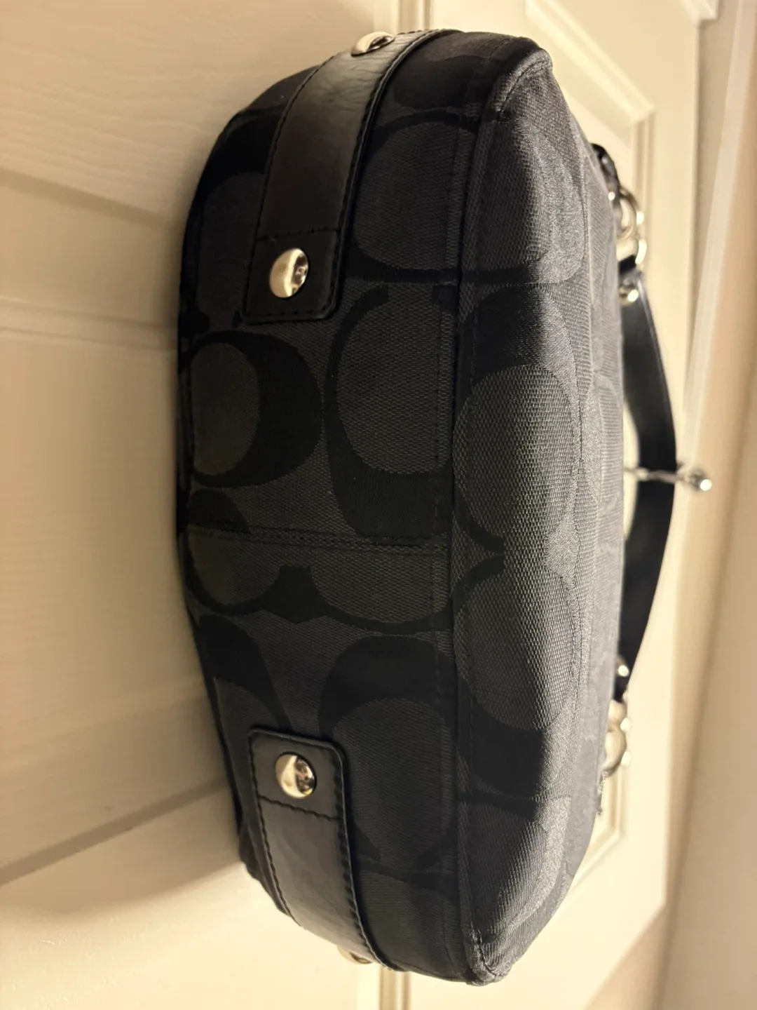 Coach Black Signature Hobo Bag image indicator(5)