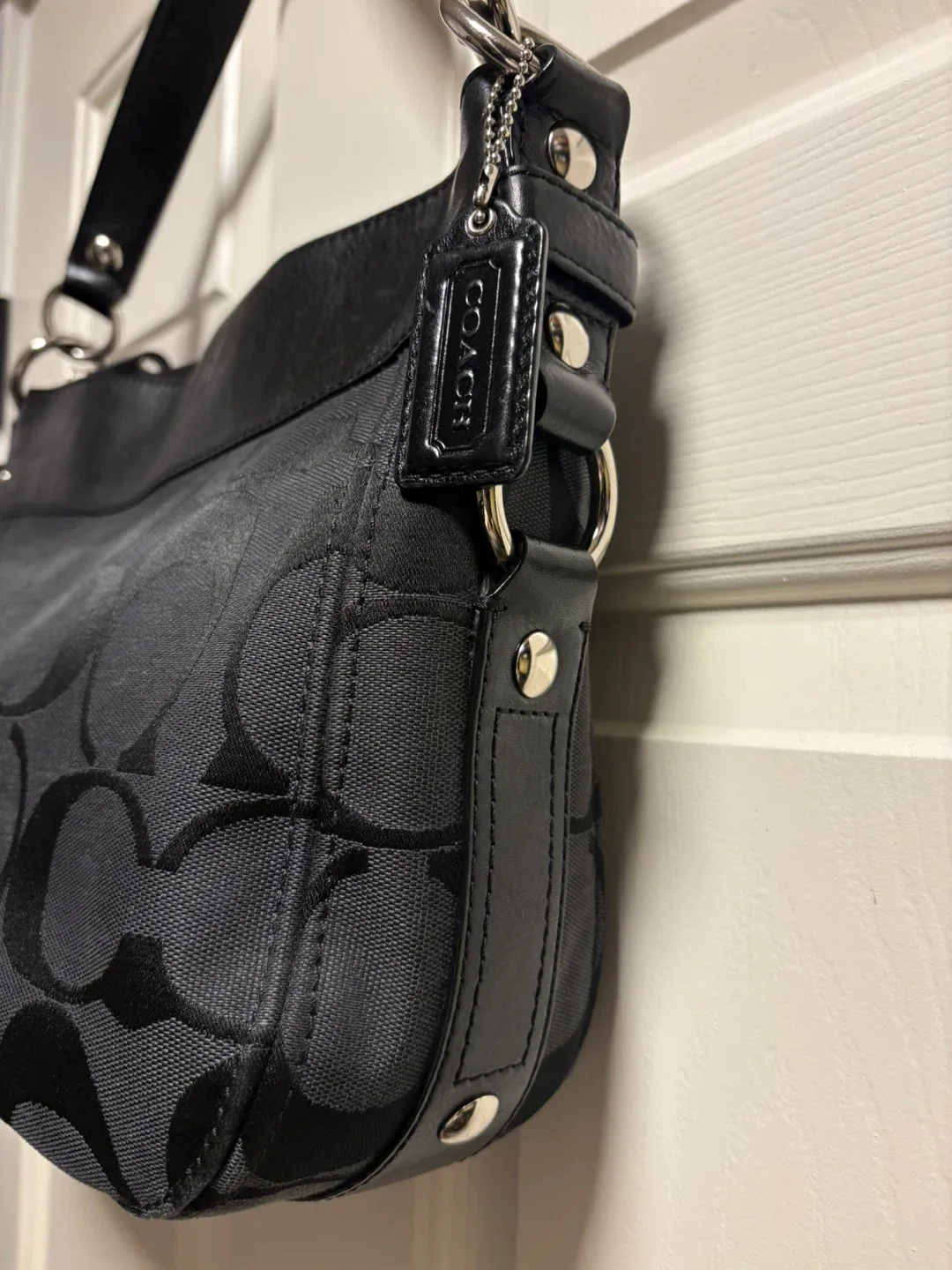 Coach Black Signature Hobo Bag image indicator(3)