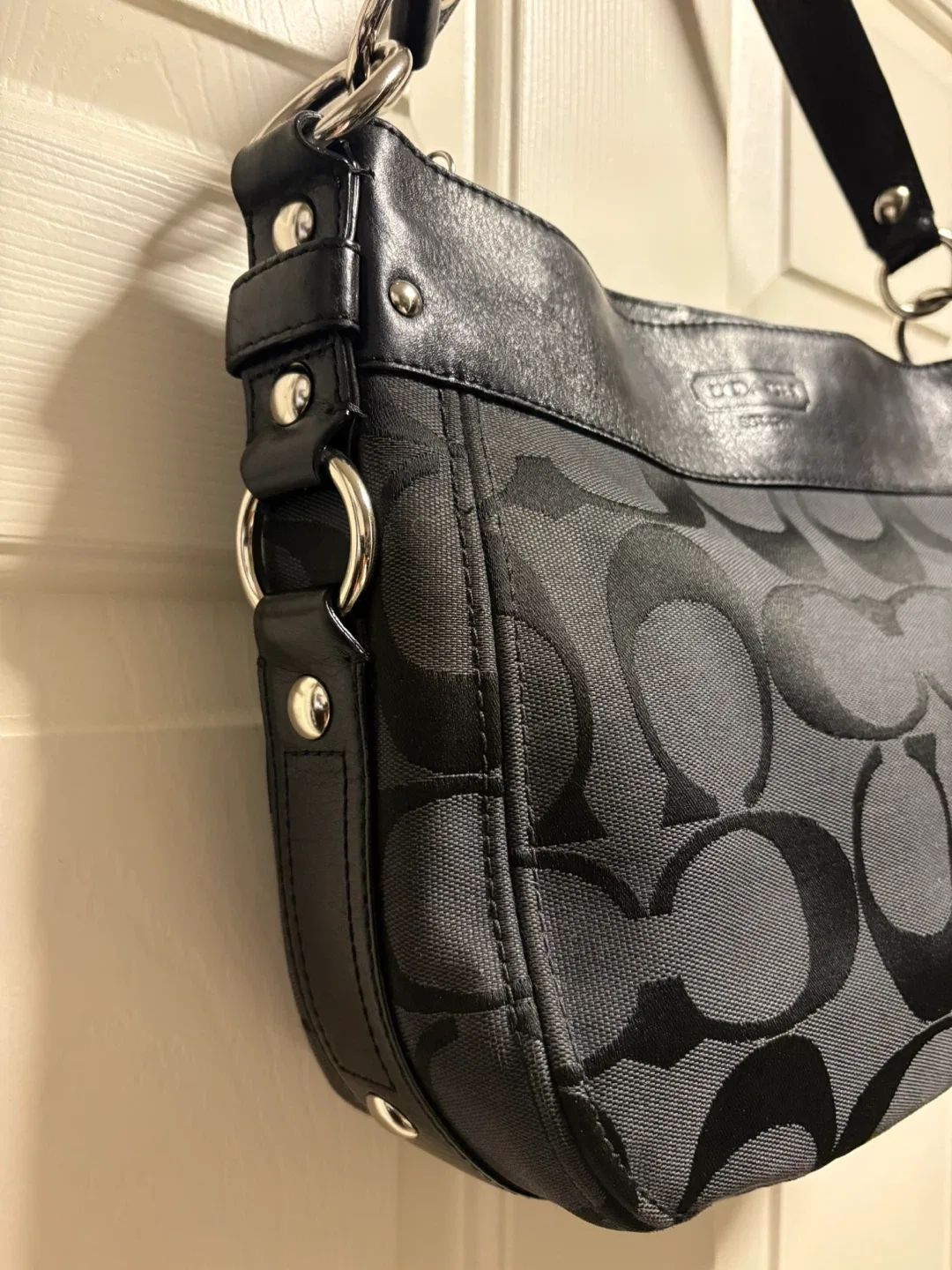 Coach Black Signature Hobo Bag image indicator(4)