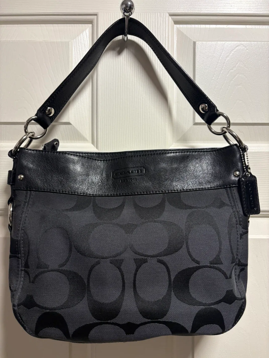 Coach Black Signature Hobo Bag