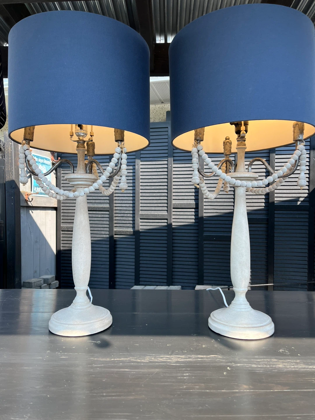 Pair of Navy Blue Lamps - 32" Height - photo 3