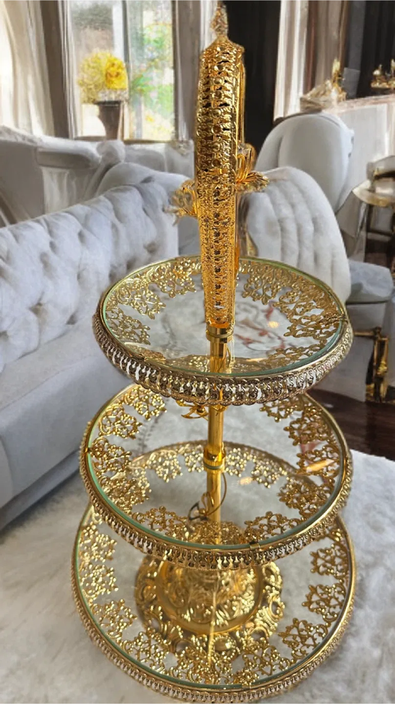 3-Tiered Dessert Stand - Gold/Silver