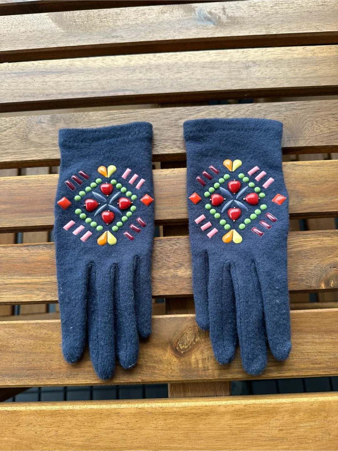 Bimba y Lola Gloves - Blue w/ Embellishments