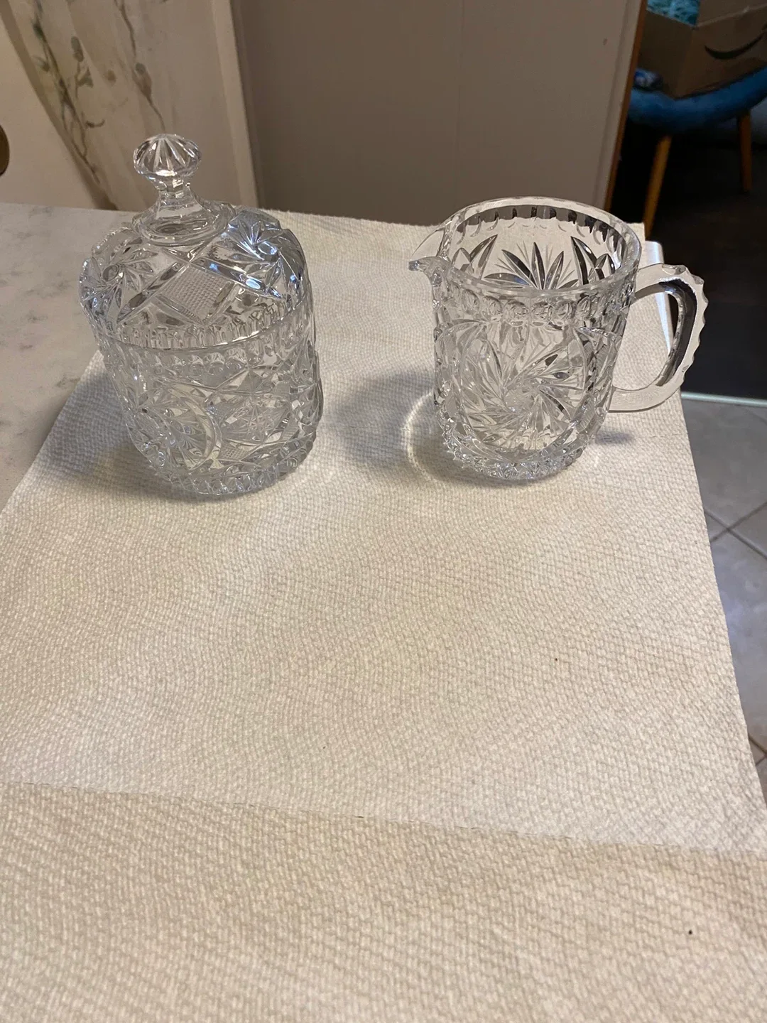 Crystal Cream and Sugar Set