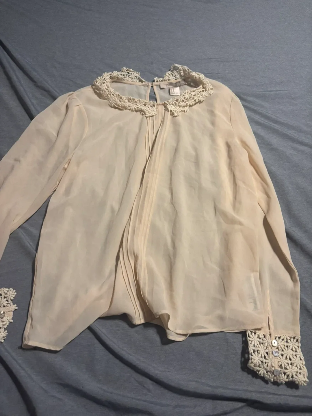 Forever 21 Cream Blouse with Lace Detail