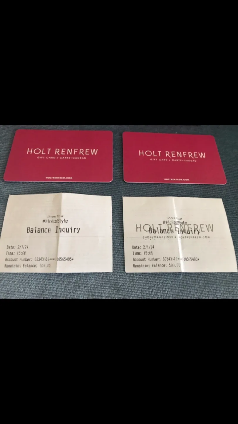 2 Holt Renfrew Gift Cards ($1000 value) image indicator(2)