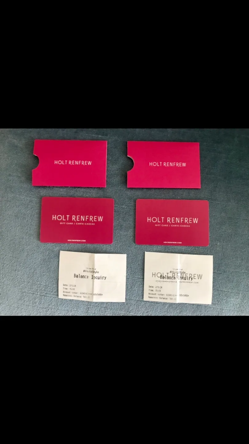 2 Holt Renfrew Gift Cards ($1000 value) image indicator(3)