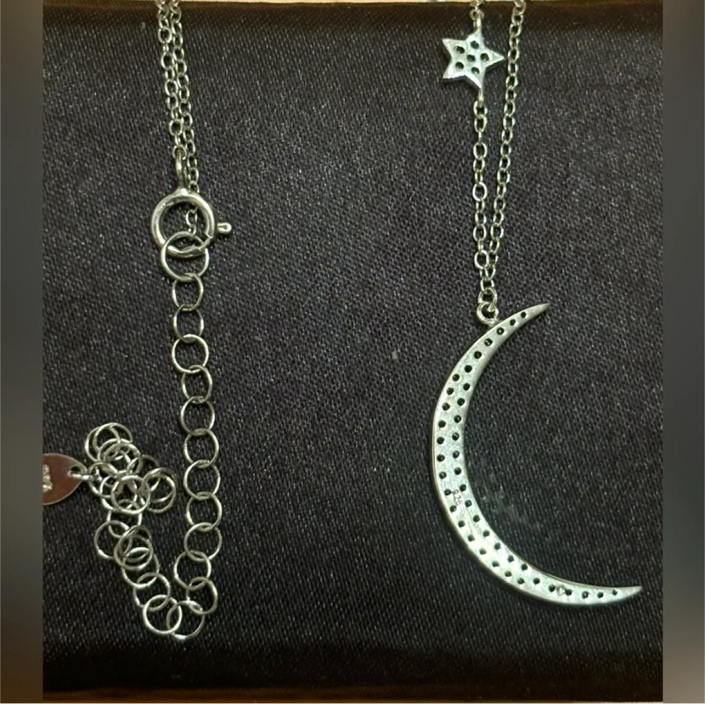 #cleanout Sterling Silver & CZ Star and Moon Necklace image indicator(2)