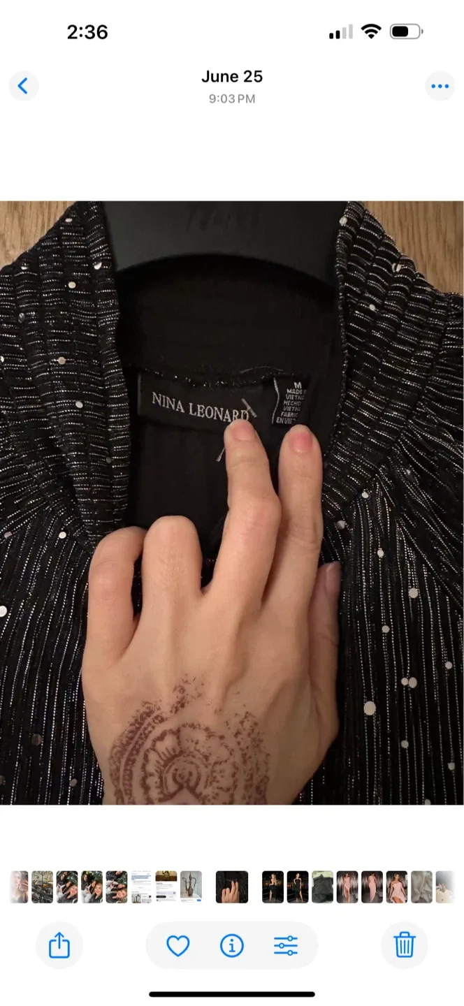 Nina Leonard Sparkly Black Dress - image indicator(3)