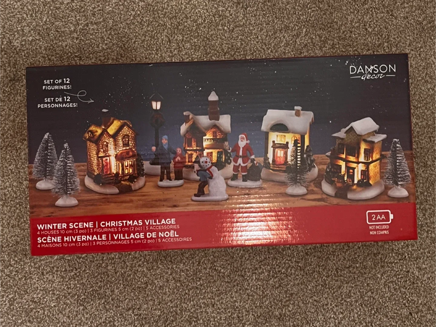 Tiny plastic winter village set