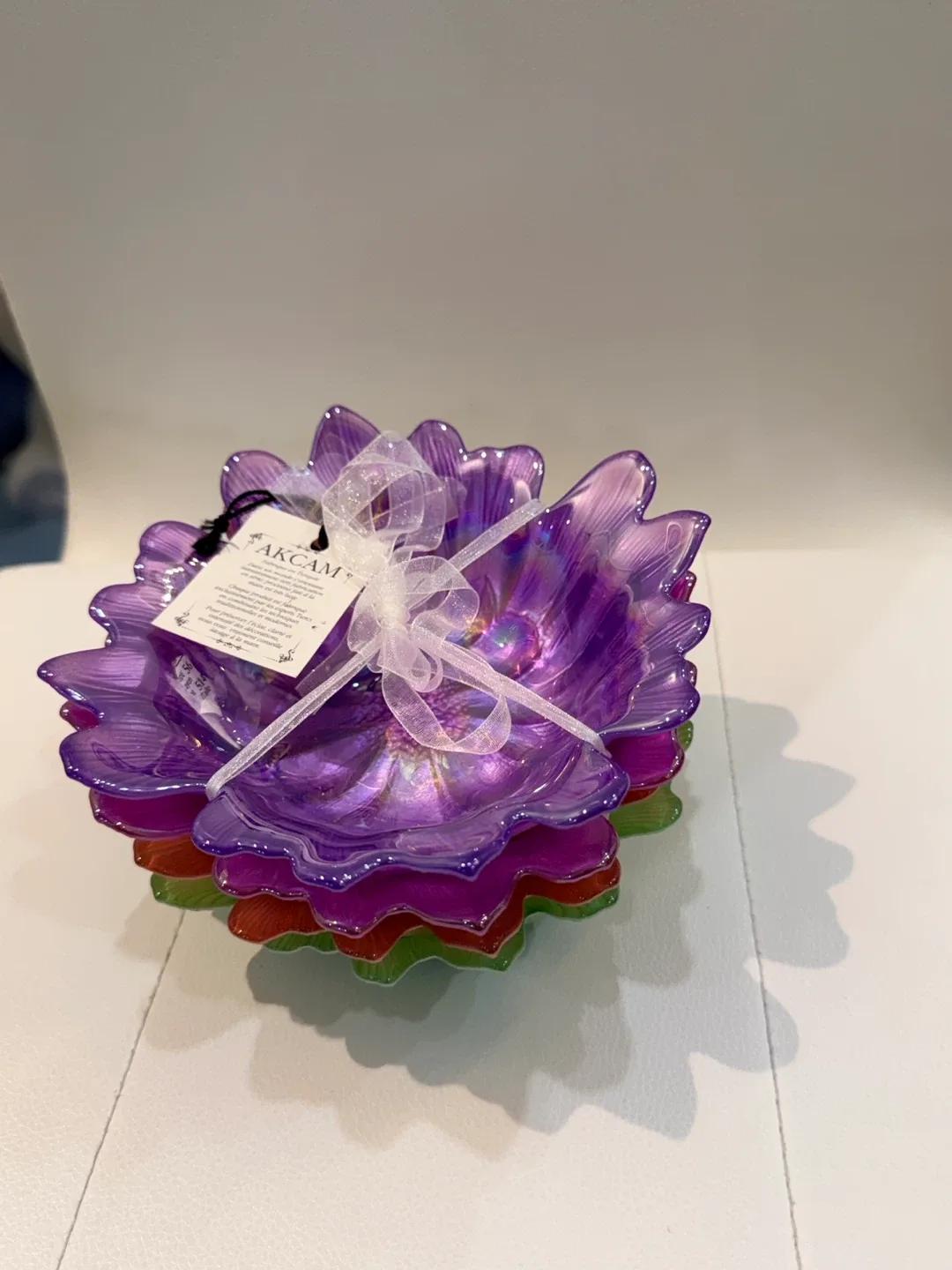 Holiday Gift- Flower shaped crystal Glass Bowls - Set of 4