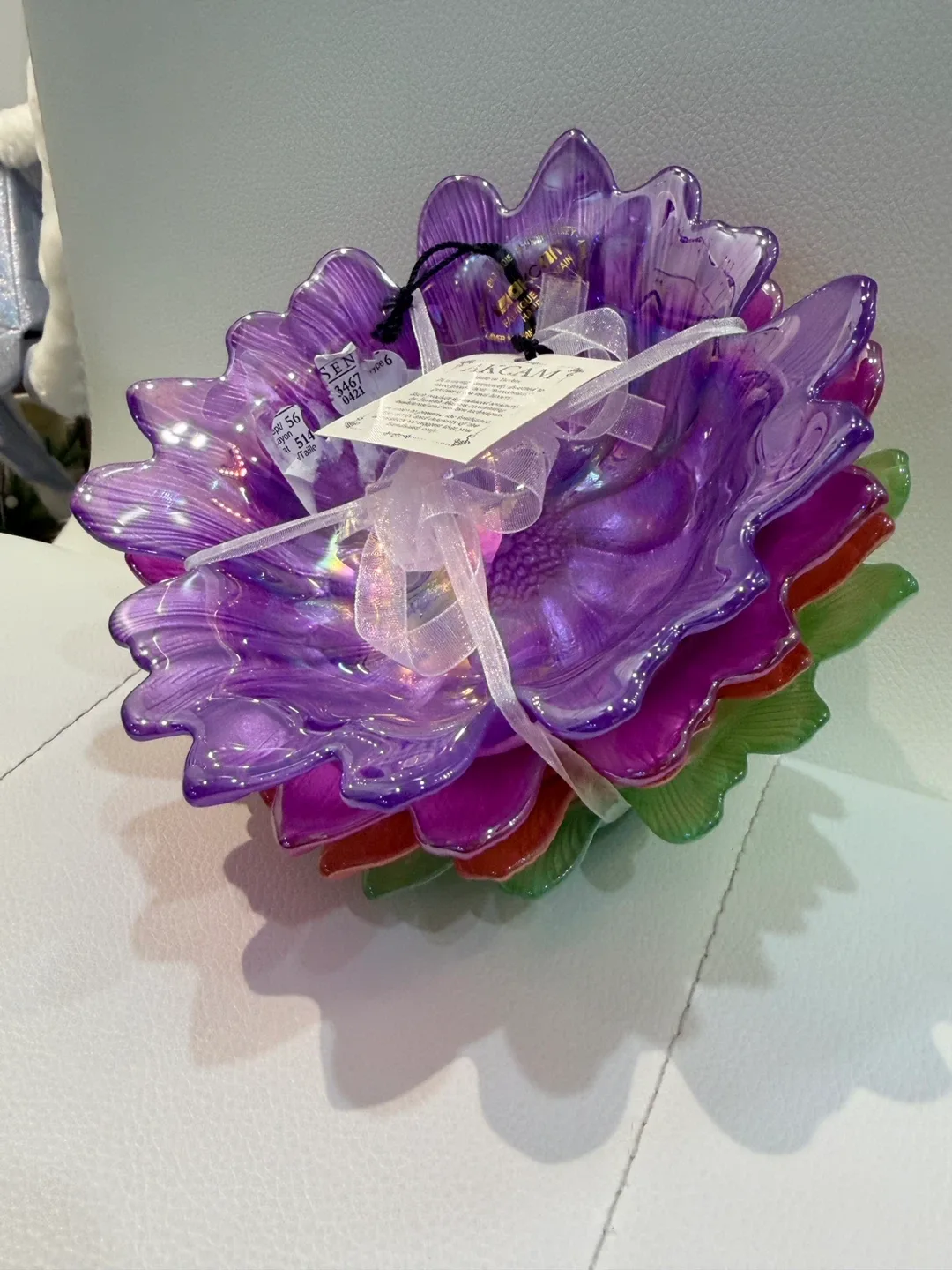 Holiday Gift- Flower shaped crystal Glass Bowls - Set of 4 image indicator(5)