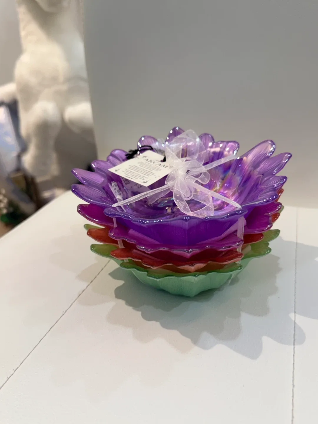Holiday Gift- Flower shaped crystal Glass Bowls - Set of 4 image indicator(2)