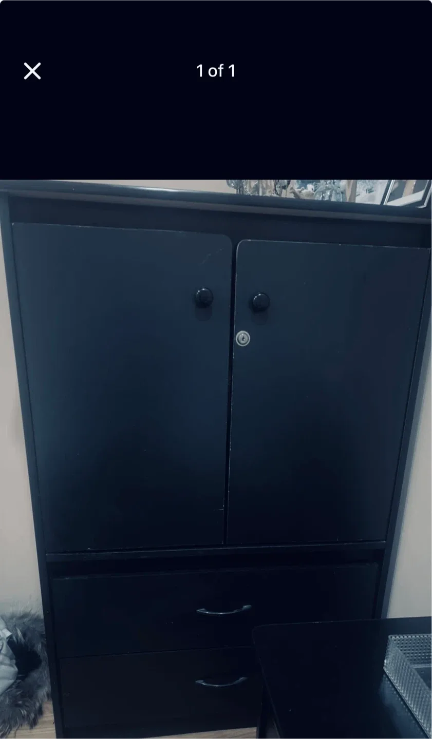 Black Wardrobe with Drawers