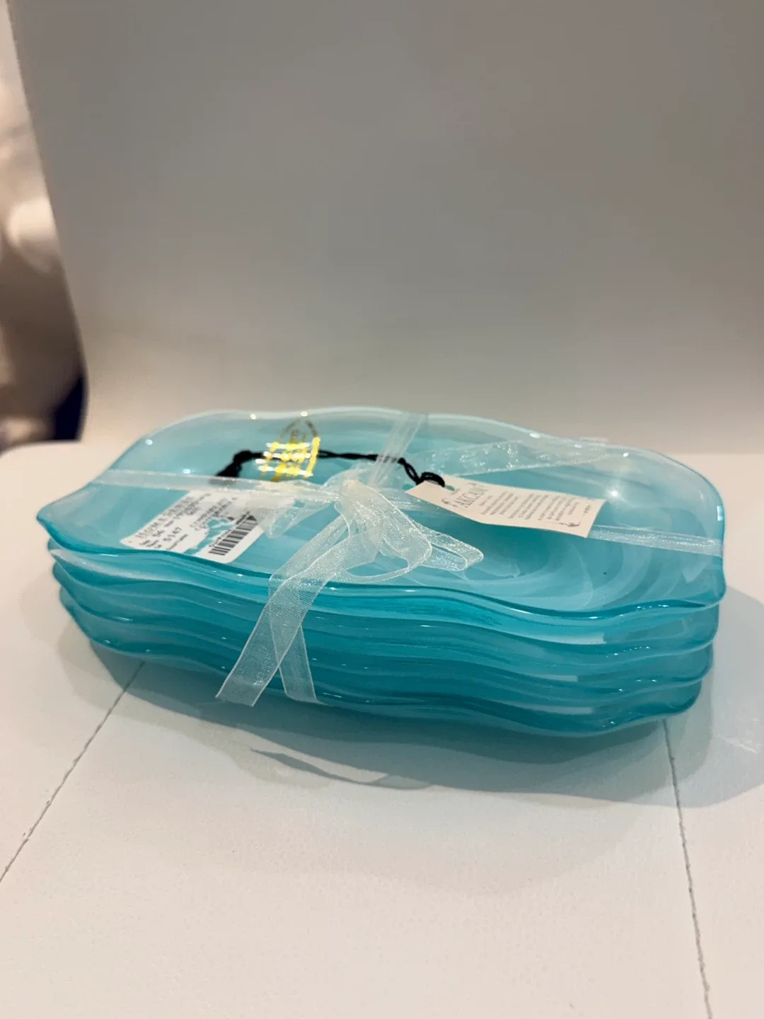 Holiday Gift- Homesense Turquoise Glass Dishes- Set of 6