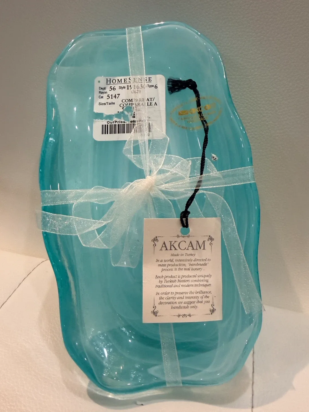 Holiday Gift- Homesense Turquoise Glass Dishes- Set of 6 image indicator(5)