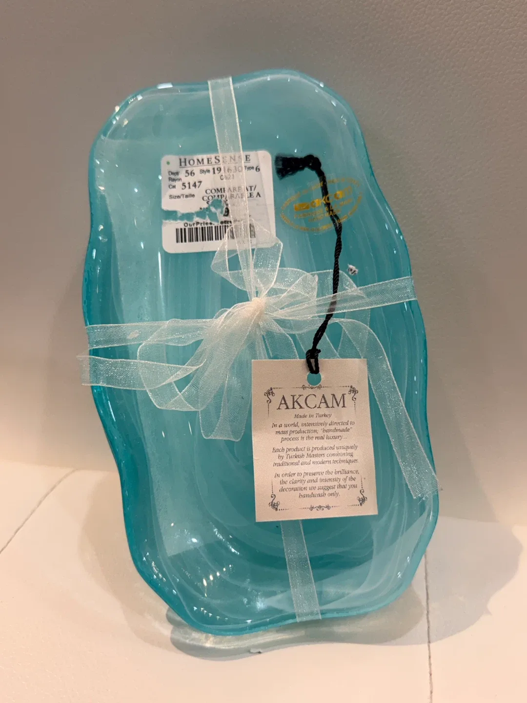 Holiday Gift- Homesense Turquoise Glass Dishes- Set of 6 image indicator(2)