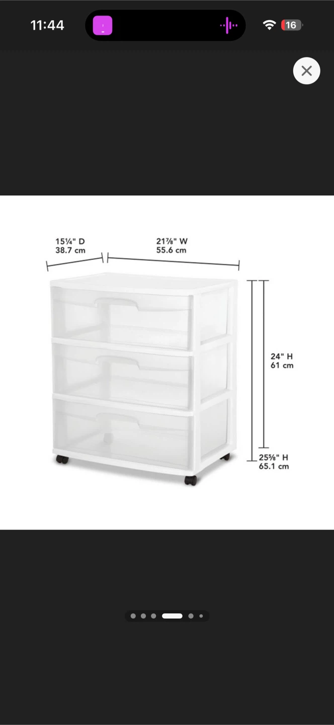 3-Drawer Wide  Storage Cart