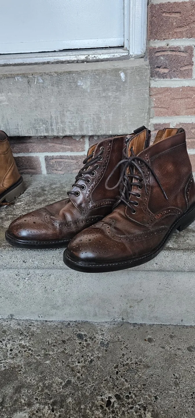 Frye Brown Leather Wingtip Boots