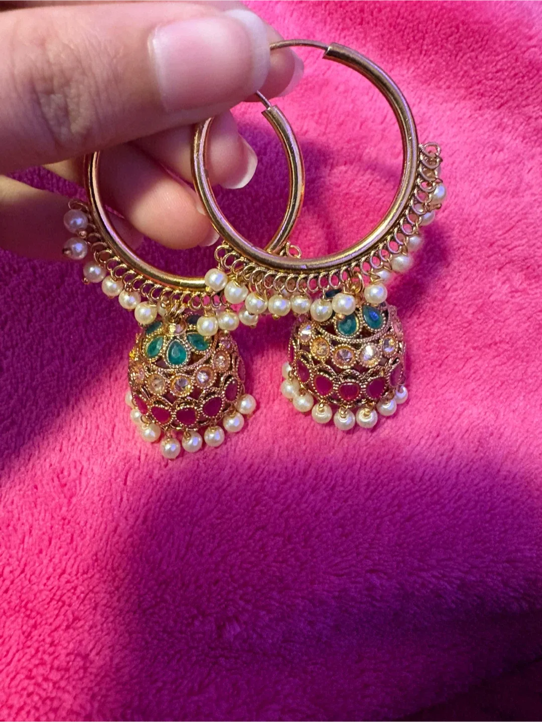 Hoop Jhumka Earrings - Gold Tone