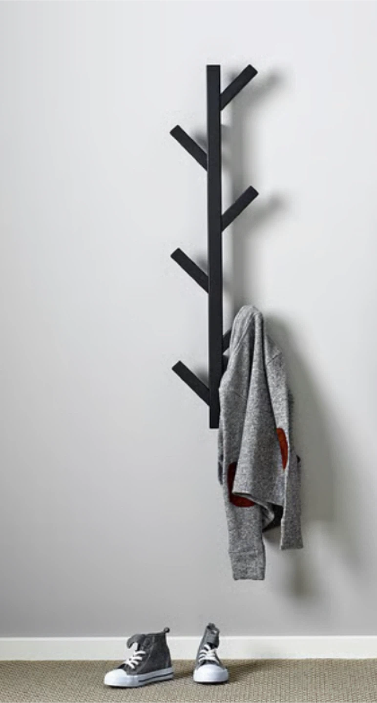 Black Wood Wall Mounted Coat Rack - photo 5