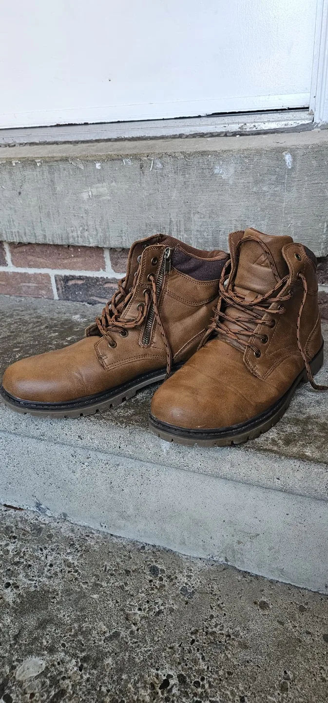 Brown Lace-Up Ankle Boots, Size 9