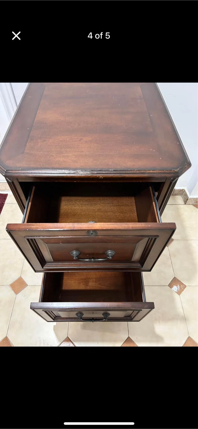 Wooden Two-Drawer Filing Cabinet - photo 2