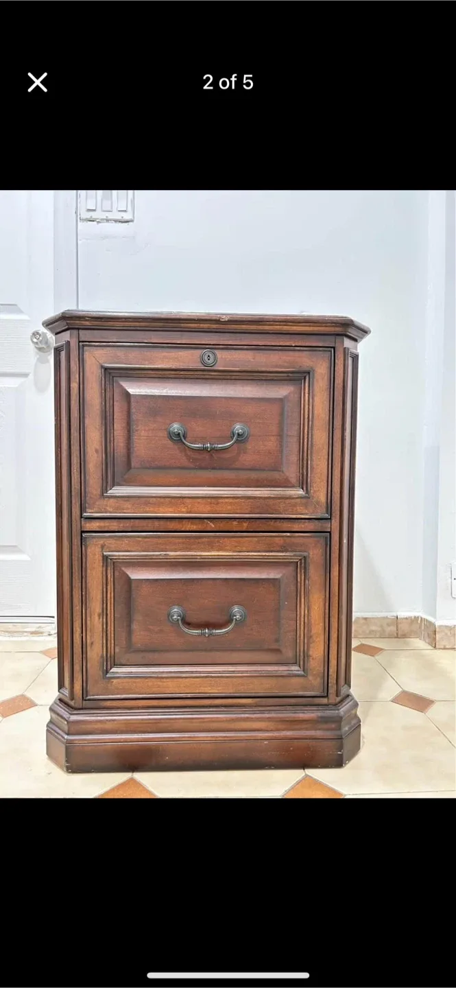 Wooden Two-Drawer Filing Cabinet
