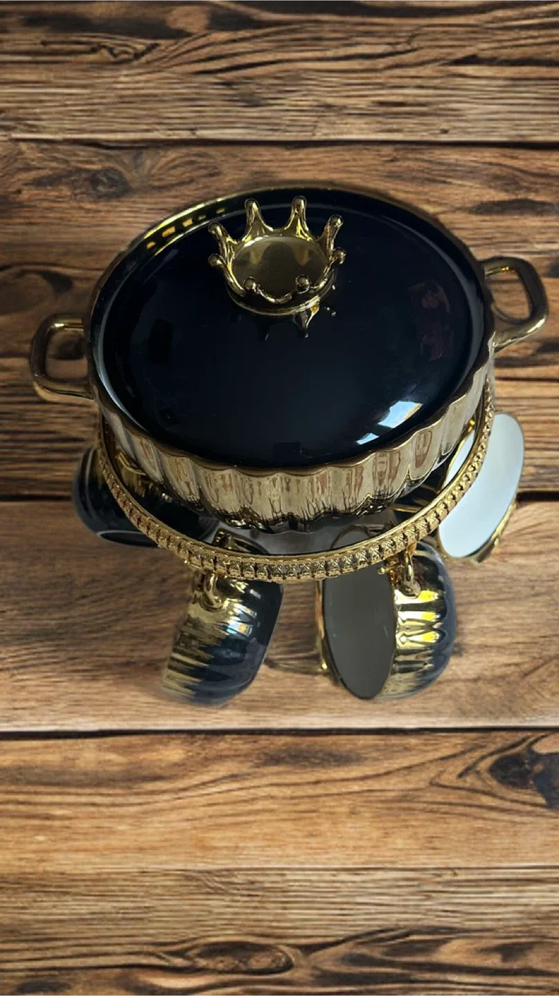Black & Gold Soup Tureen Set image indicator(2)