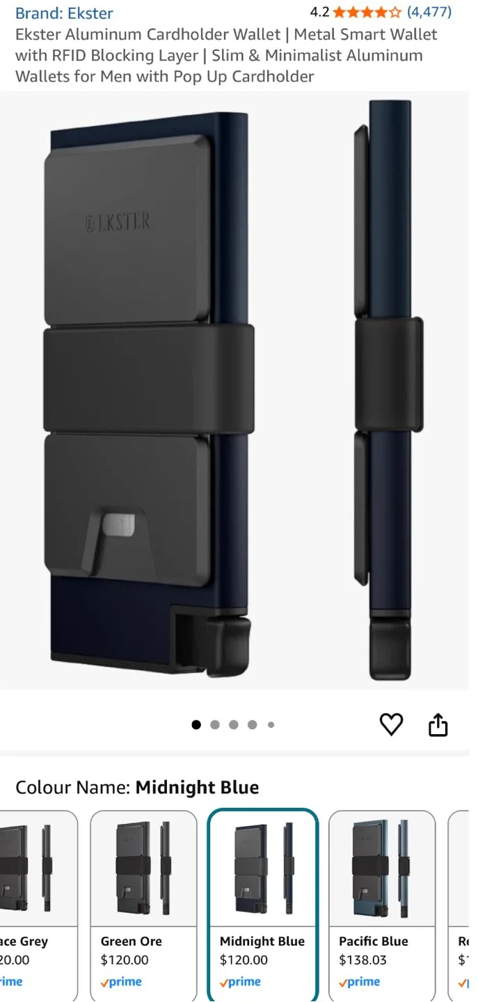 Ekster Aluminum Cardholder Wallet - Midnight Blue image indicator(2)