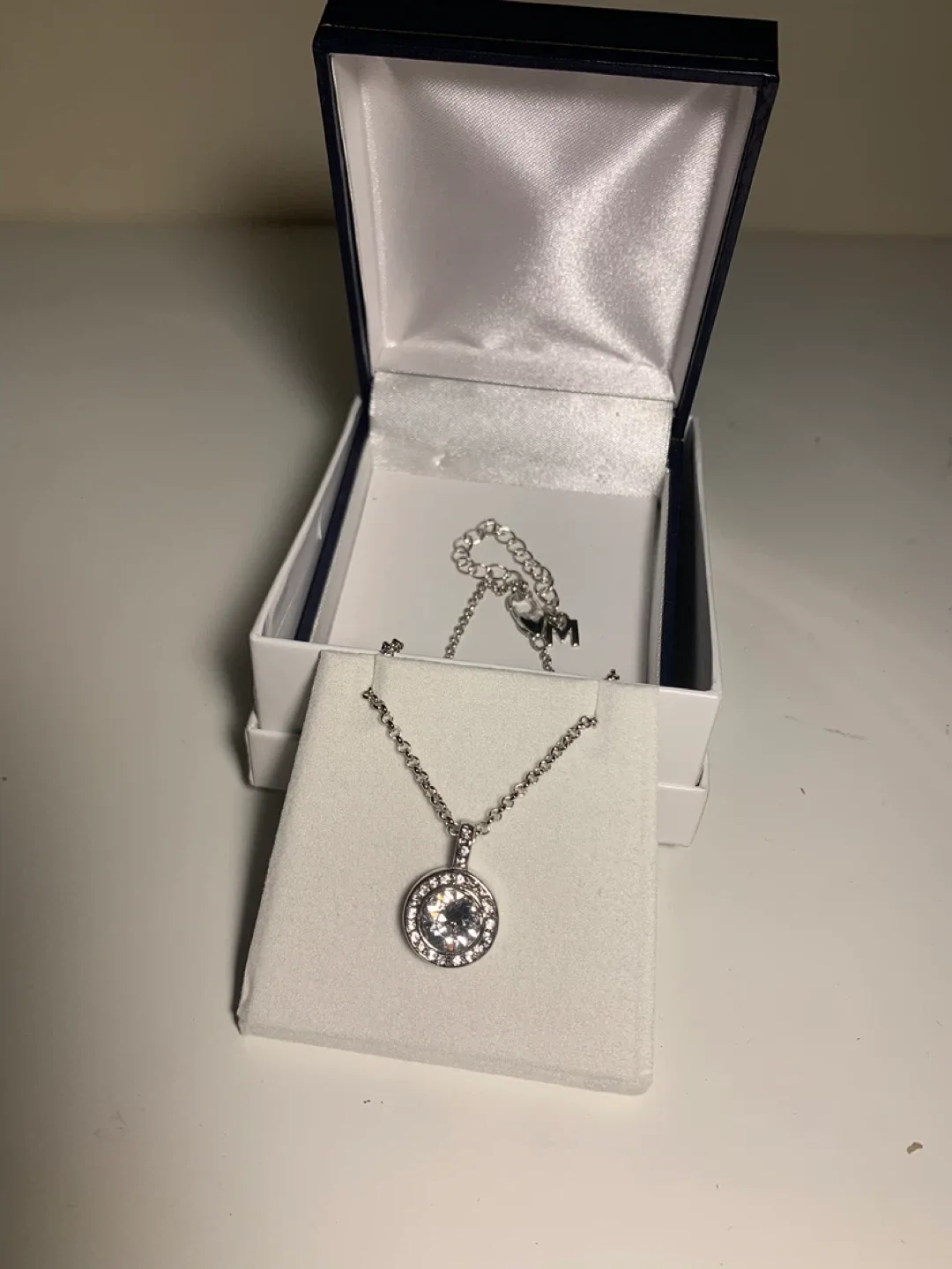 Silver Necklace with Round Swarovski Crystal Pendant #Cleanout image indicator(4)