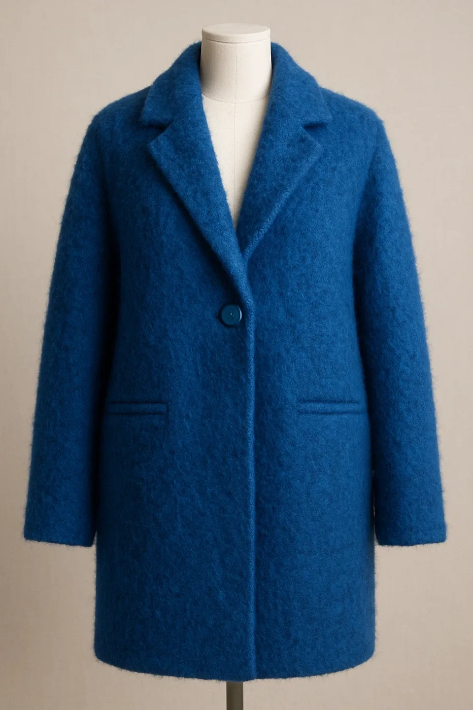 "Made In Italy" Lightweight Bright Royal Blue Wool Blend Coat