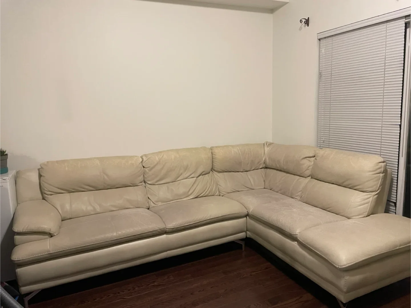 Beige Leather Sectional Sofa