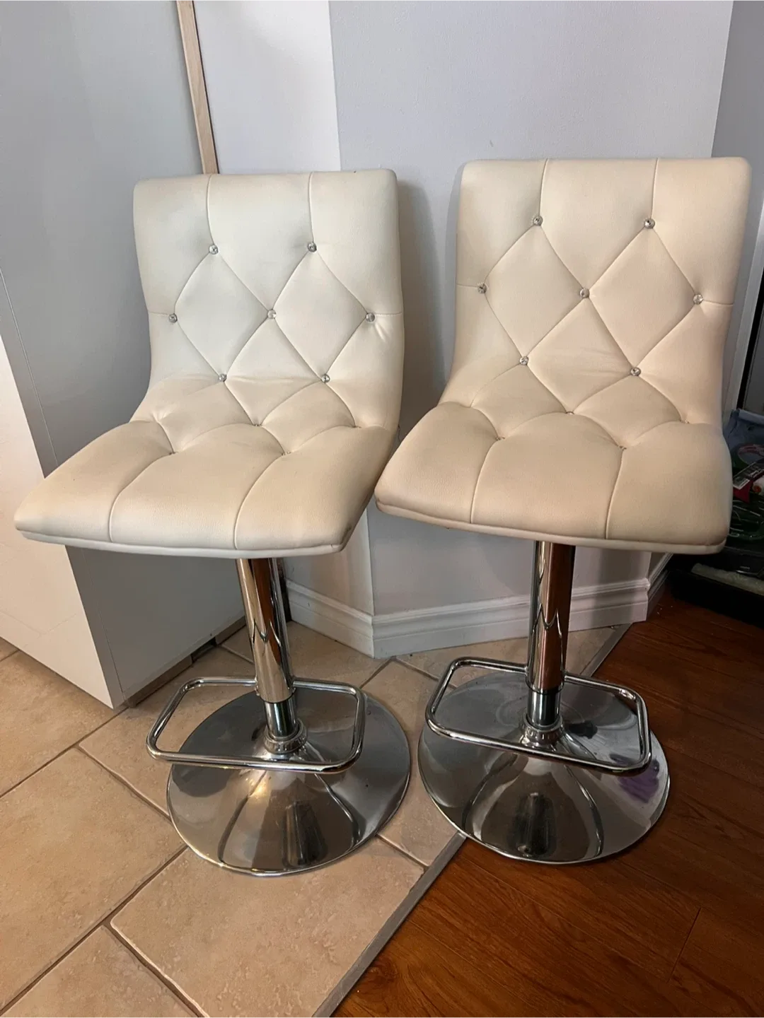 White Faux Leather Bar Stool
