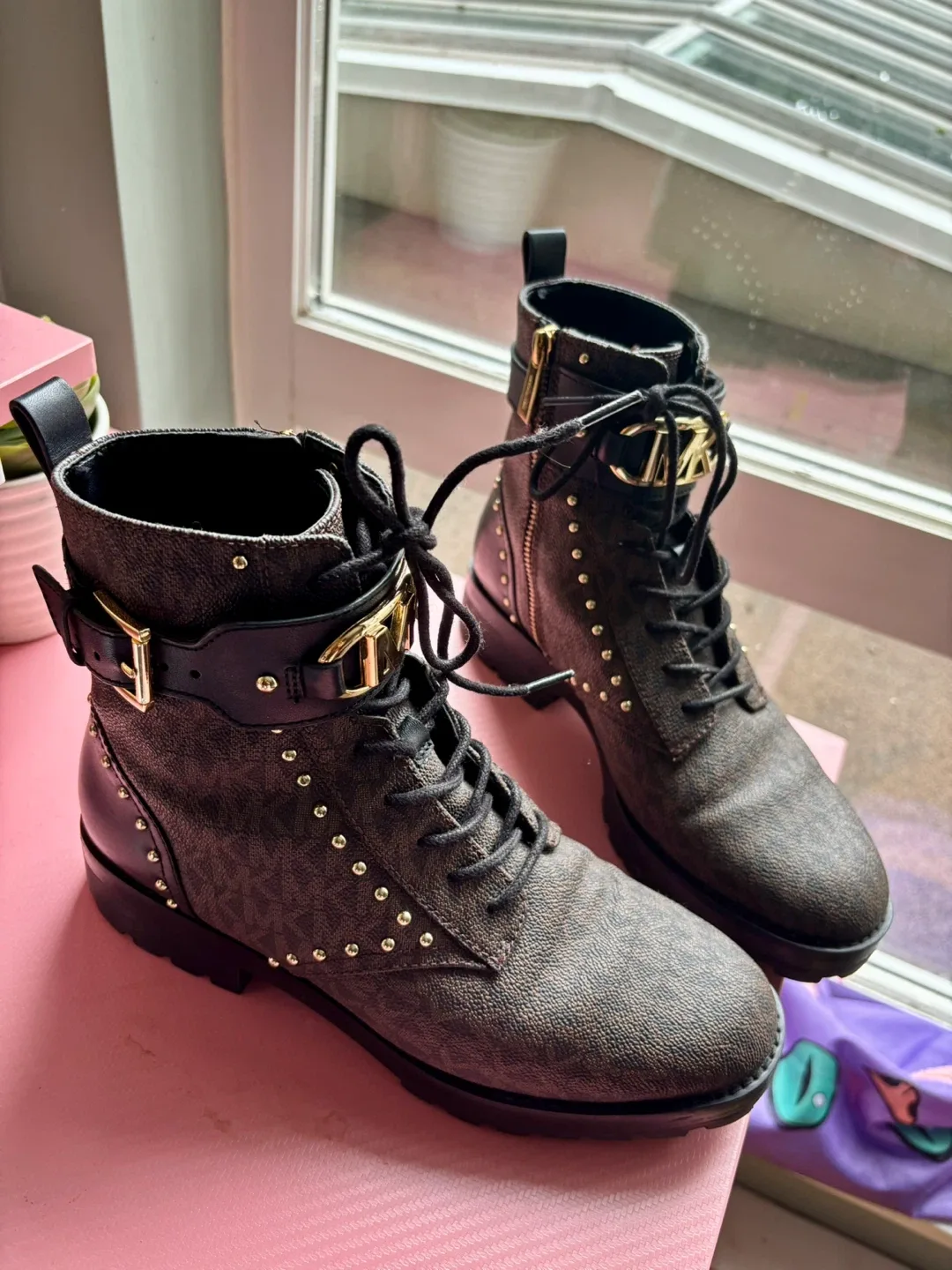 Michael Kors Brown Combat Boots