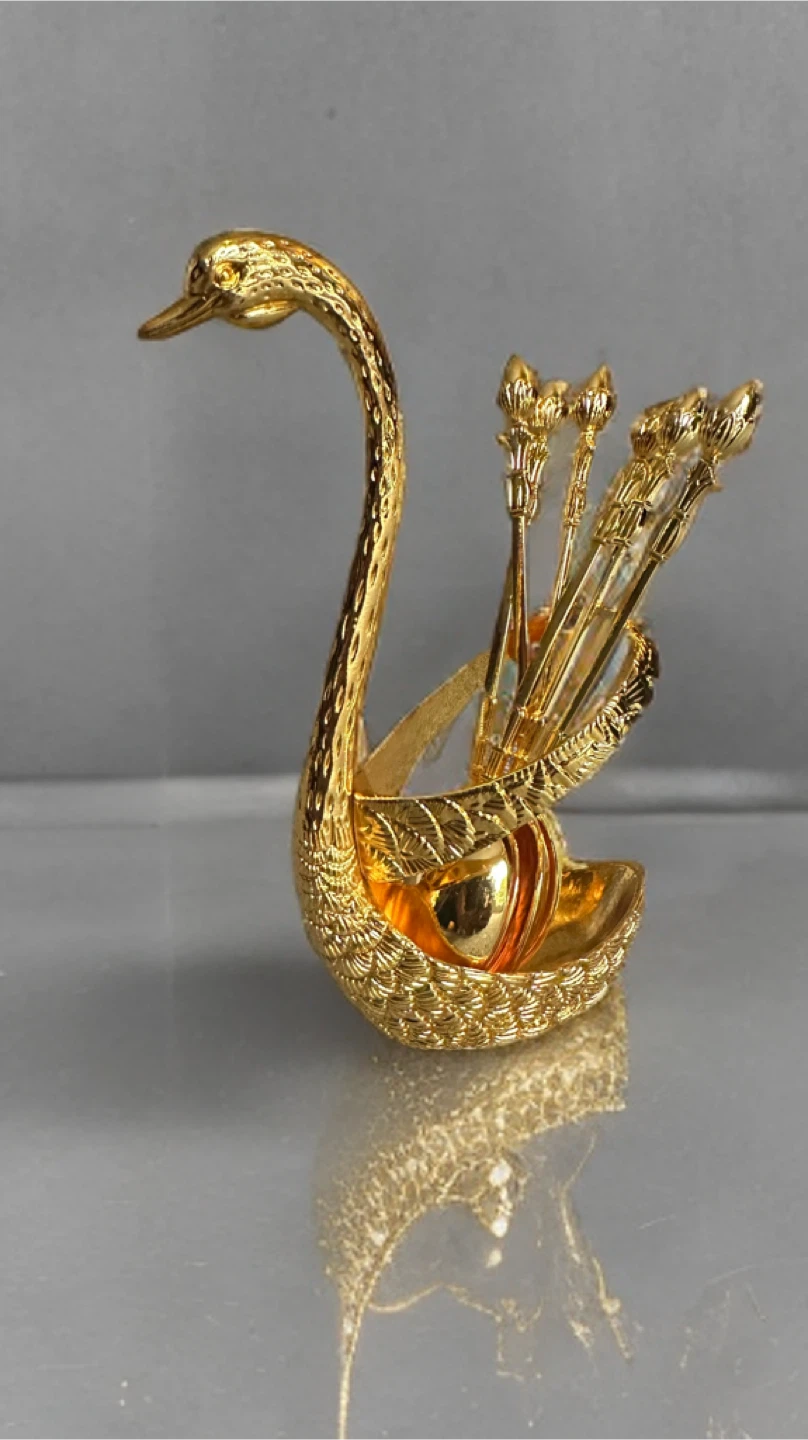 Swan Spoon Holder Set - Gold & Silver - photo 3