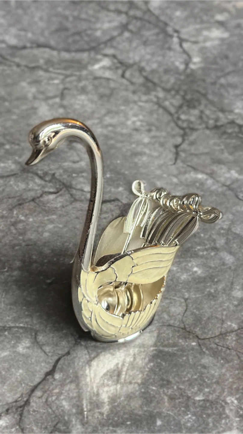 Swan Spoon Holder Set - Gold & Silver - photo 2